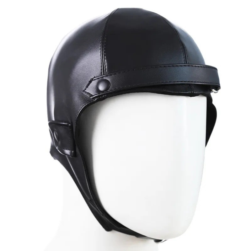Шкіряна маска на голову, капюшон для рольових бдсм, фото 1