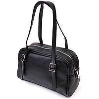 Интересная сумка-клатч со съемными ручками из натуральной кожи 22078 Vintage Черная высокое качество