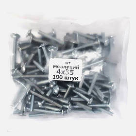 Гвинт меблевий з напівкруглою головкою пресшайбою 4х35 (уп.100шт)