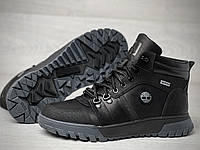 Спортивные кожаные ботинки, кроссовки на меху Timberland Hiking Trail Black