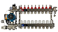 Коллектор для теплого пола в сборе с насосом на 9 контуров EP (Чехия) нержавейка