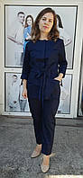 Медицинский костюм женский синего цвета, интересный медицинский костюм на пуговицах больших размеров,60-64