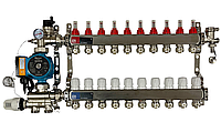 Коллектор для теплого пола в сборе с насосом на 10 контуров EP (Чехия) нержавейка