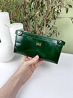 Жіночий шкіряний гаманець Jccs на кнопках купюрниця зелений