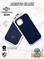 Оригинальный чехол с МагСейф на Айфон 13 Синий / Original Silicone Case iPhone 13 Abbys Blue