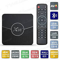 Смарт ТВ приставка X98 Plus 4/32 Гб Android Smart TV Box Андроид 11 ТВ бокс А9541-0