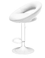 Барный стул Holy Bar WT-Base с регулировкой высоты на белой круглой опоре-диске Ø 385 мм, мягкое сиденье кожзам белый