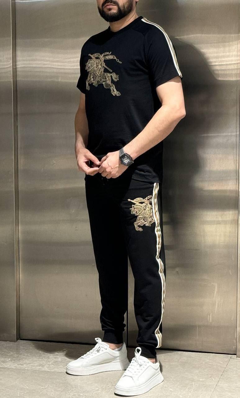 Чоловічий костюм Burberry футболка та штани CK7330 чорний  S, фото 1