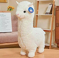 Мягкая плюшевая игрушка Альпака, игрушка антистресс Лама белая,45 см