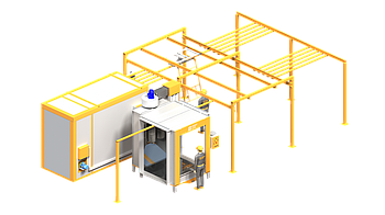 Лінія порошкового фарбування Flag - 1.3 для габаритів цеху: 12.2м х 6.8м