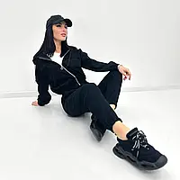Жіночий демісезонний вельветовий костюм, штани з гумками кофта з капюшоном