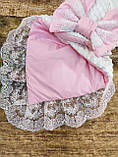 Демі конверт з мереживом для новонароджених дівчаток, білий із рожевим, фото 2