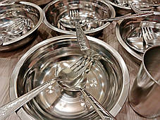 Похідний набір посуду для пікніка з неіржавкої сталі в сумці на 10 персон, фото 3