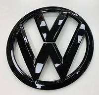 Эмблема перед, значок радиаторной решетки VW (Фольсваген) 180 мм Transporter T6 Черный глянец (7E0 853 601G)