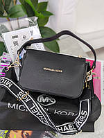 Сумка жіноча Michael Kors крос-боді чорний Майкл Корс на широкому ремені