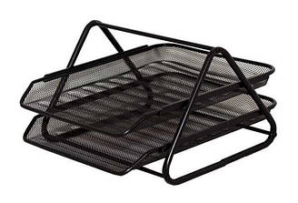Лоток для паперу 2012 (2 секції, горизонтальний, метал.сітка) чорний