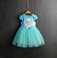 Детское красивое нарядное платье на девочку Эльза, голубое. Праздничное платье для детей Холодное сердце