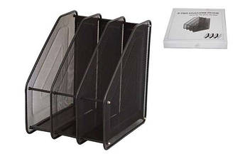 Лоток для паперу 307-C (3 секції, вертикальний, метал.сітка) чорний