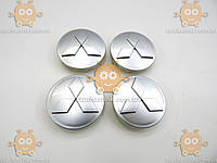 Эмблема колеса Mitsubishi (4шт) Серебряные пластик (ОРИГИНАЛ) (колпачки колеса для титанов) (диаметр ф60мм)