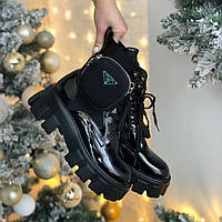 Prada Leather Boots Nylon Pouch Black 1 Угги, ботинки, ботильйони хорошее качество хорошее качество Размер