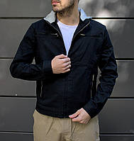 Мужская куртка черная весенняя осенняя Ветровка с капюшоном демисезонная