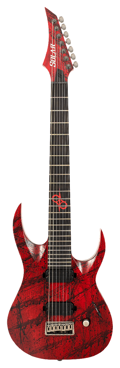 7-струнна електрогітара SOLAR GUITARS A2.7CANIBALISMO+ BLOOD RED OPEN PORE W/BLOOD SPLATTER, фото 1