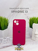 Чехол с закрытой камерой и низом на Айфон 13 Бордовый / Silicone Case для iPhone 13 Rose Red