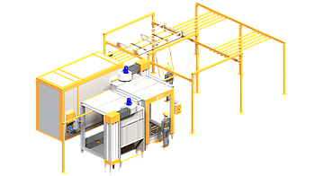 Лінія порошкового фарбування Flag - 2.3 для габаритів цеху: 13.6м х 7.3м