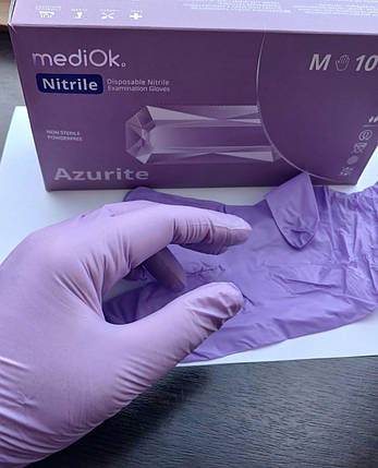 Нітрилові рукавички MediOk, щільність 3.8 г. — лілові Azurite  (100 шт.), фото 2