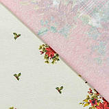 Декоративна тканина новорічна Лорента пуансетія крем, фото 4