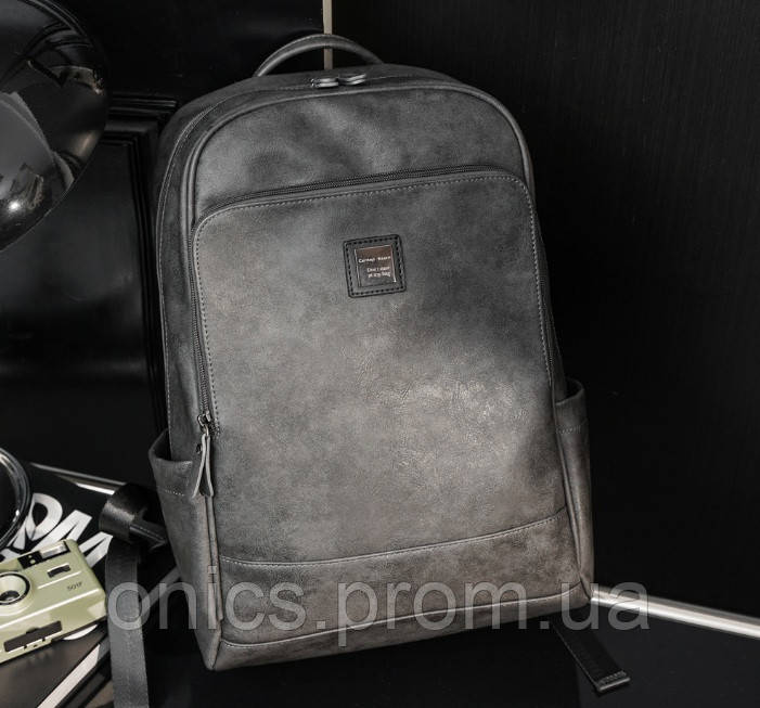 Качественный мужской городской рюкзак серый, большой и вместительный ранец хорошее качество - фото 2 - id-p2090007874