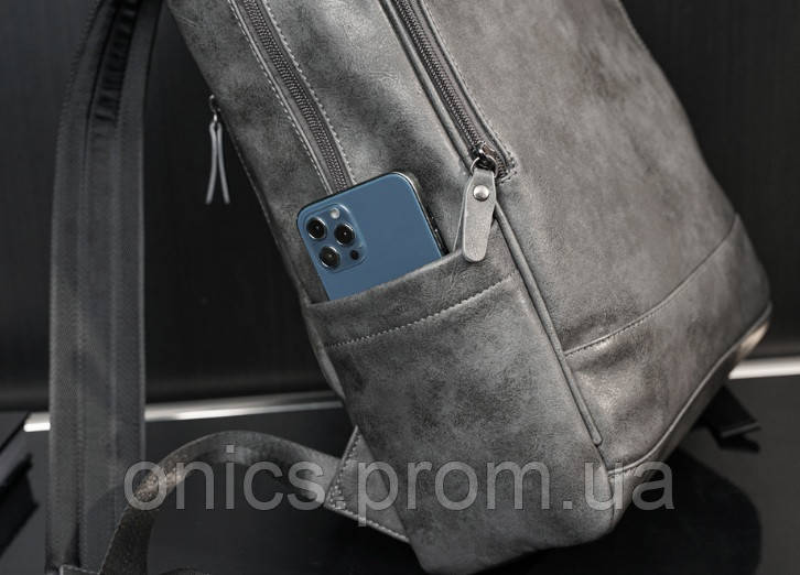 Качественный мужской городской рюкзак серый, большой и вместительный ранец хорошее качество - фото 3 - id-p2090007874