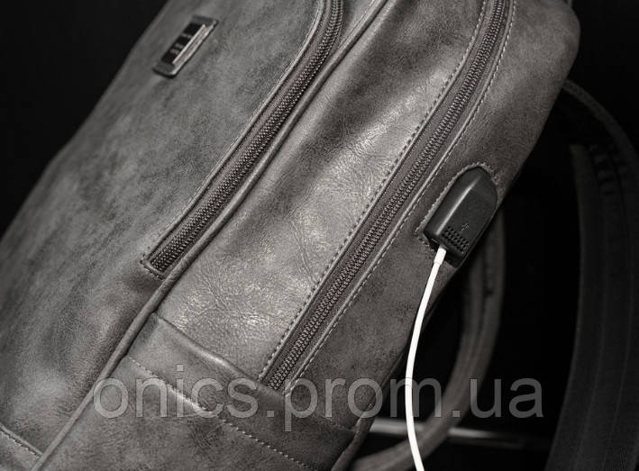 Качественный мужской городской рюкзак серый, большой и вместительный ранец хорошее качество - фото 8 - id-p2090007874
