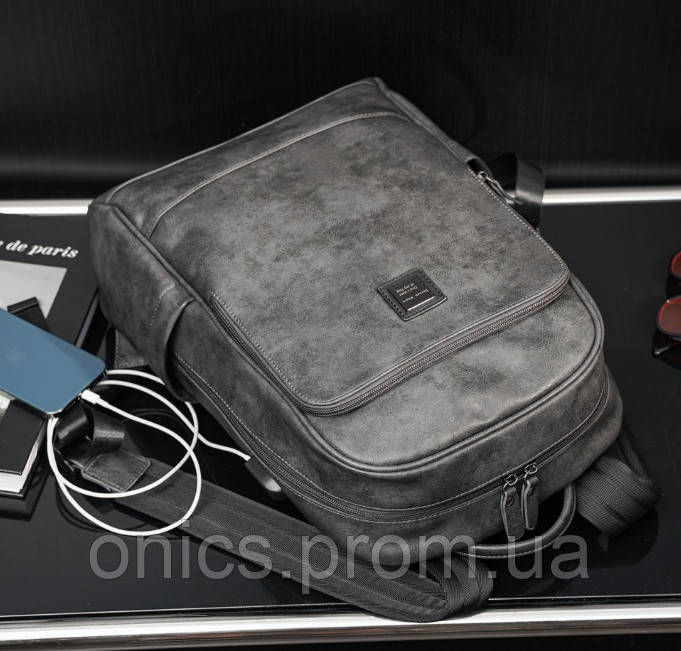 Качественный мужской городской рюкзак серый, большой и вместительный ранец хорошее качество - фото 10 - id-p2090007874