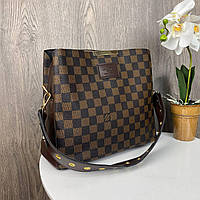 Модная женская сумка клетка на плечо, сумочка с двумя ремешками хорошее качество