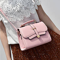 Маленькая женская сумочка клатч серая, мини сумка через плечо из эко кожи Розовый хорошее качество