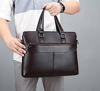 Чоловіча ділова сумка для документів офісна, модний чоловічий діловий портфель формат А4 чорний Коричневий хороша якість