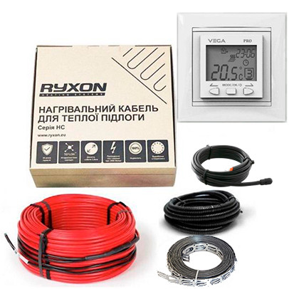 Тепла підлога (комплект) кабель Ryxon HC-20-120 (12,0-15,0 м2) і регулятор і VEGA LTC 090 PRO+ програмований, фото 1