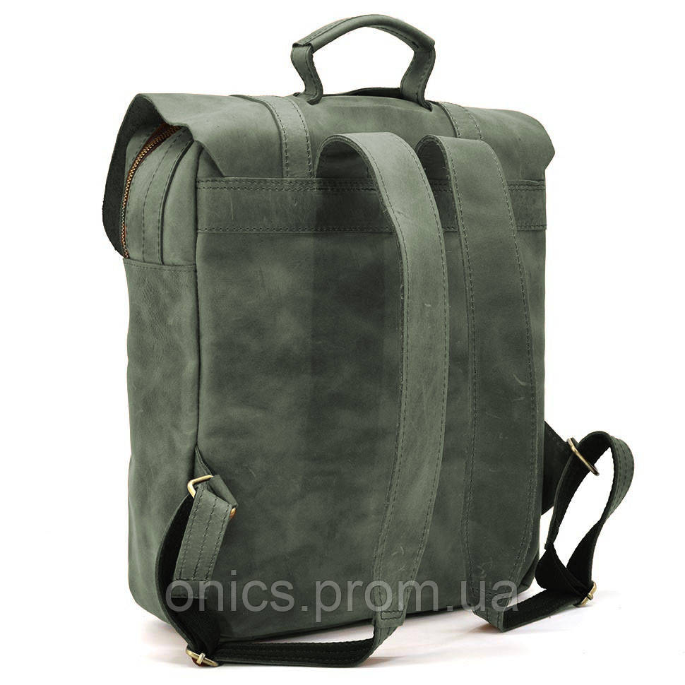 Сумка рюкзак для ноутбука из лошадиной кожи TARWA RE-3420-3md зеленая хорошее качество - фото 3 - id-p2090017673