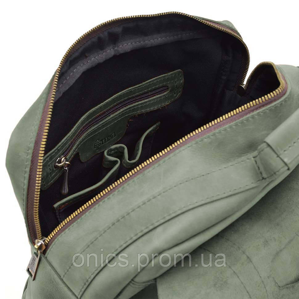 Сумка рюкзак для ноутбука из лошадиной кожи TARWA RE-3420-3md зеленая хорошее качество - фото 5 - id-p2090017673