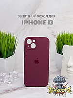 Чехол с закрытой камерой и низом на Айфон 13 Бордовый / Silicone Case для iPhone 13 Plum