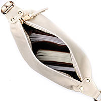 Удобная женская сумка с одной длинной ручкой из натуральной кожи Vintage 22307 Белая хорошее качество
