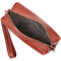 Оригинальная женская сумка с двумя ремнями из натуральной кожи Vintage 22273 Коричневый хорошее качество