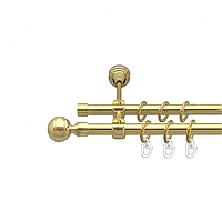 Карниз кований для штор подвійний Золото Паола 16мм діаметр гладка комплект