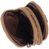 Вертикальная сумка-чехол на пояс с металлическим карабином из текстиля Vintage 22227 Песочный хорошее качество
