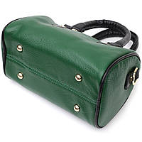 Кожаная сумка бочонок с темными акцентами Vintage 22351 Зеленая хорошее качество