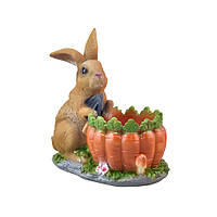 Кашпо Кролик с морковью (полиистоун) K0905(P)