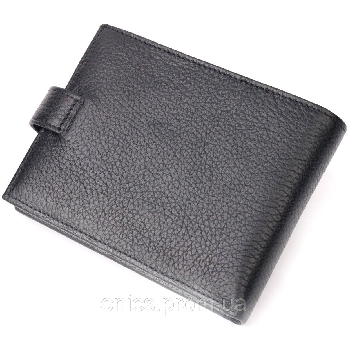 Классическое мужское портмоне с хлястиком из натуральной кожи KARYA 21084 Черный хорошее качество - фото 3 - id-p2090030386