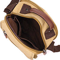Мужская сумка почтальонка на плечо из плотного текстиля Vintage 22229 Песочный хорошее качество