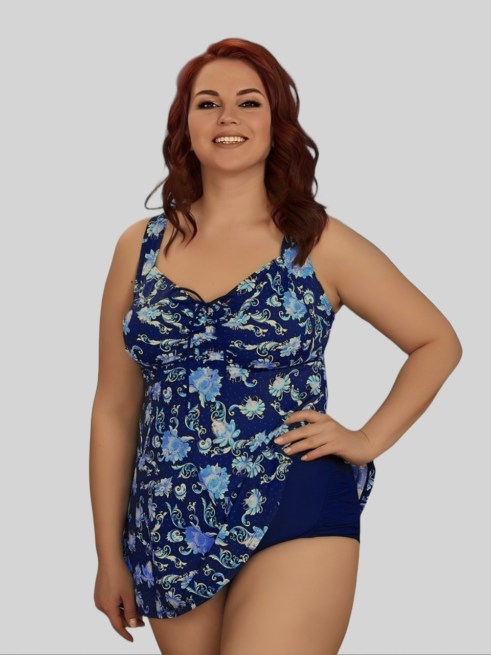 Купальник танкіні Sisianna 318001 синій-блакитний 54 56 58 60 62 український розмір